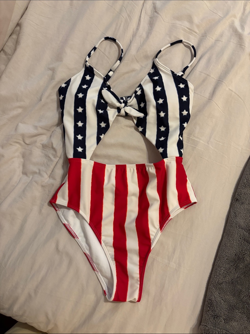 Hollister Red, White & Navy Star-Stripe One-Piece Swimsuit